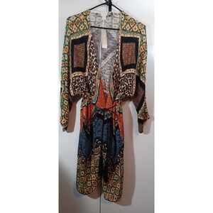 chicos womens duster cardigan NWT size 2 animal print tribal cozy bohemian